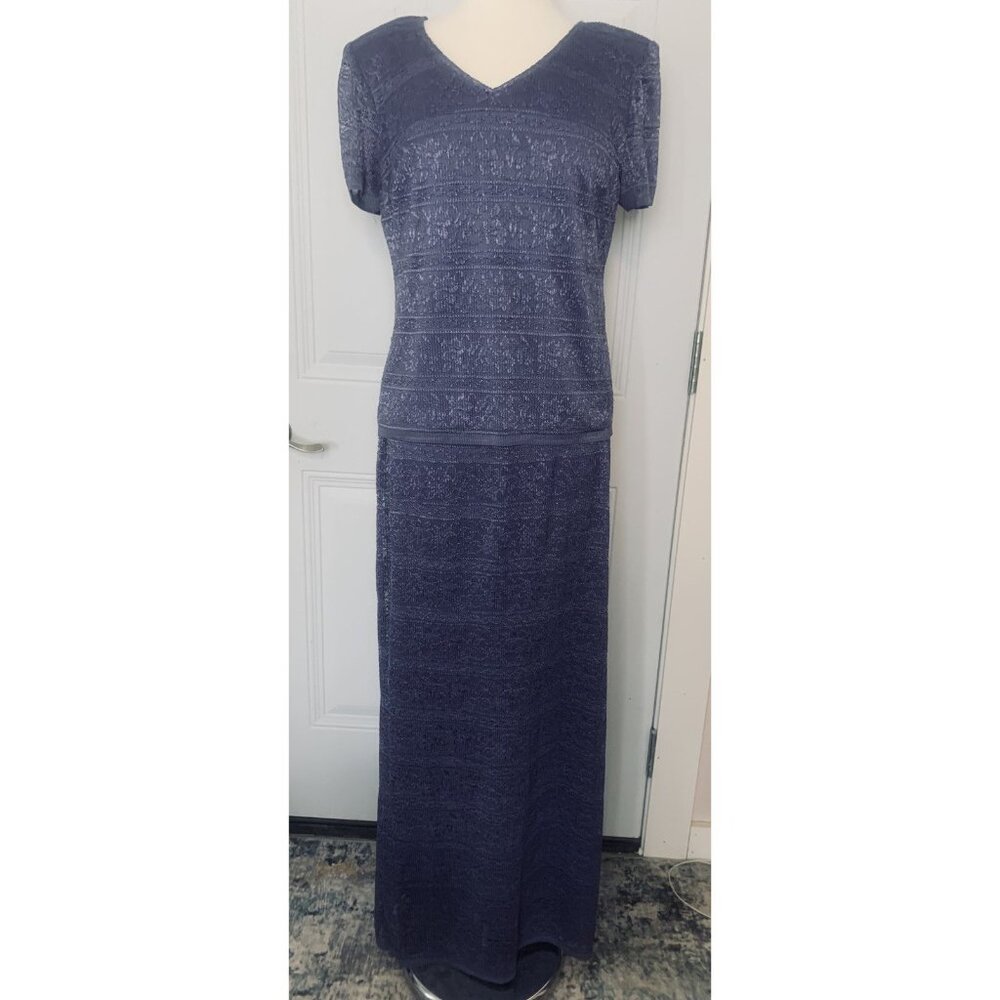 Algo 90's 2pc Purple Lace Top w/ Pencil Maxi Skirt Wedding Mother Sz 16